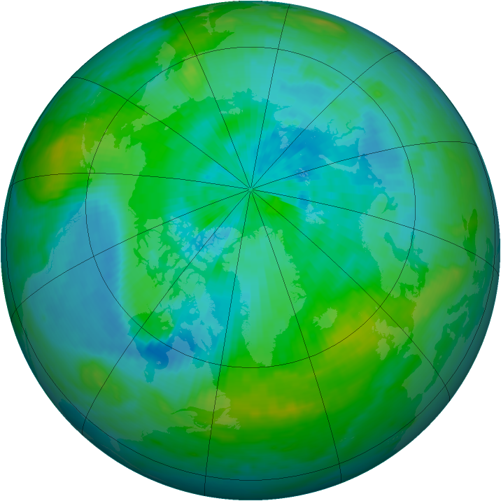 Arctic ozone map for 03 September 1988